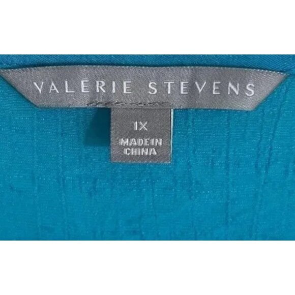 VALERIE STEVENS~ Women’s Teal Bell Sleeve Blouse Crochet Trim Size 1X - Picture 3 of 11